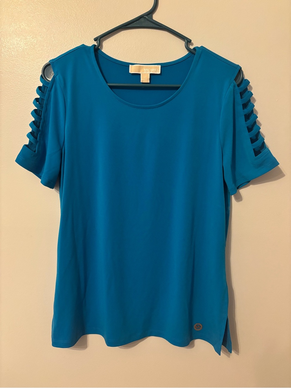bright blue Michael Kors short-sleeve blouse